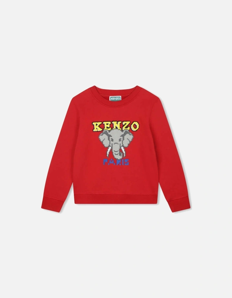 Boys Red 'JUNGLE GAME' Elephant Sweatshirt