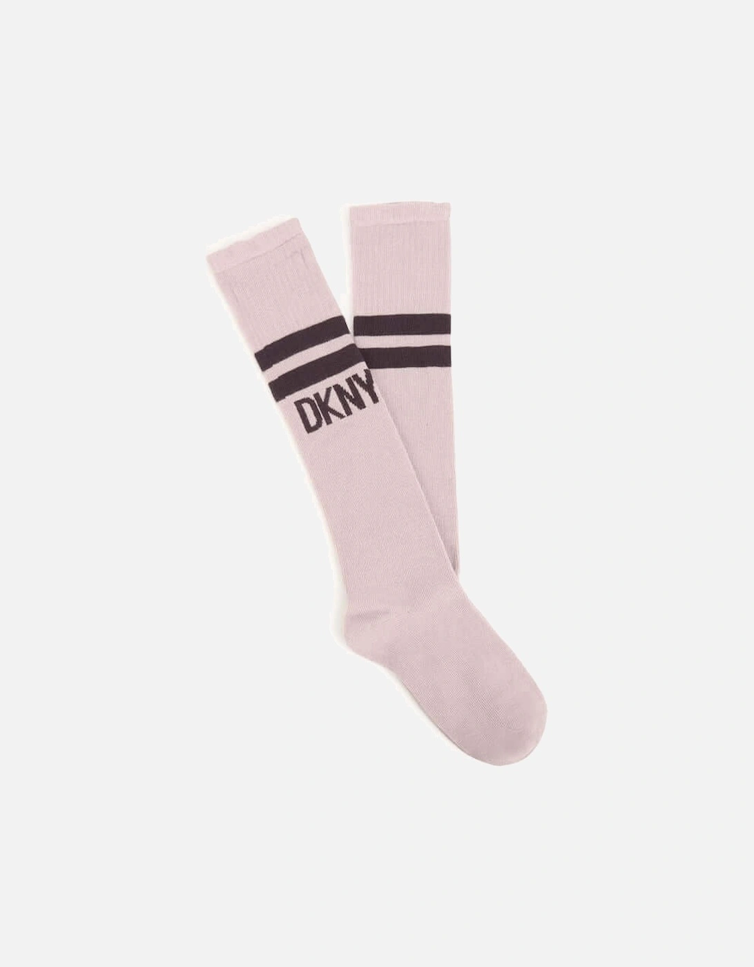 Girls Dusky Pink Knee Socks, 2 of 1