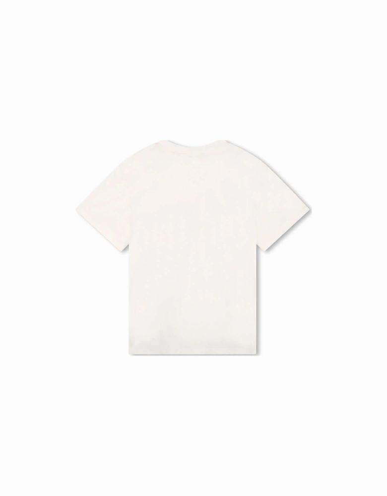 Boys White Large Pocket T-Shirt