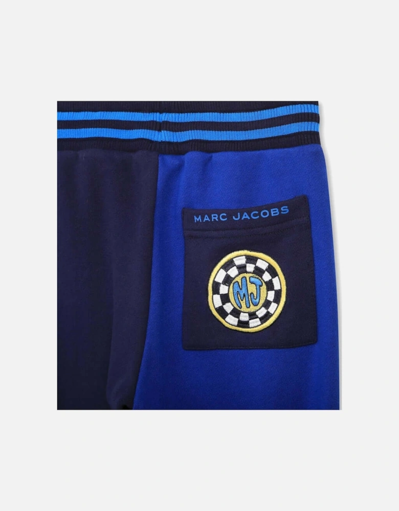 Boys Blue Cotton Patch Jogging Bottoms