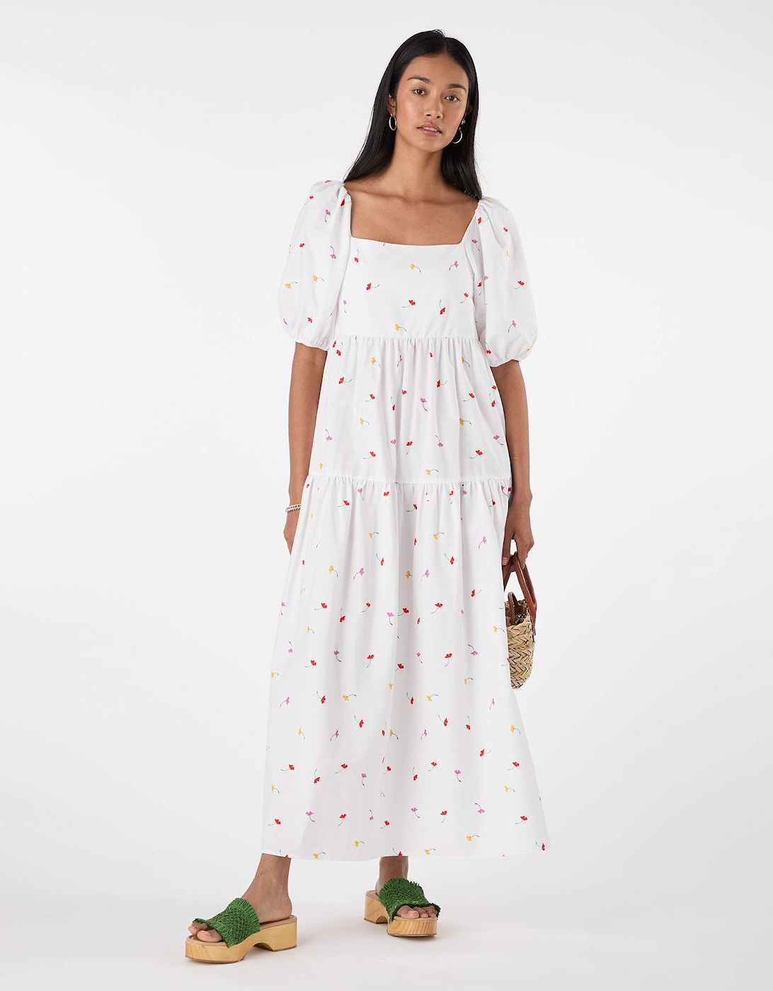 Daphne Tiered Dress in White, 7 of 6