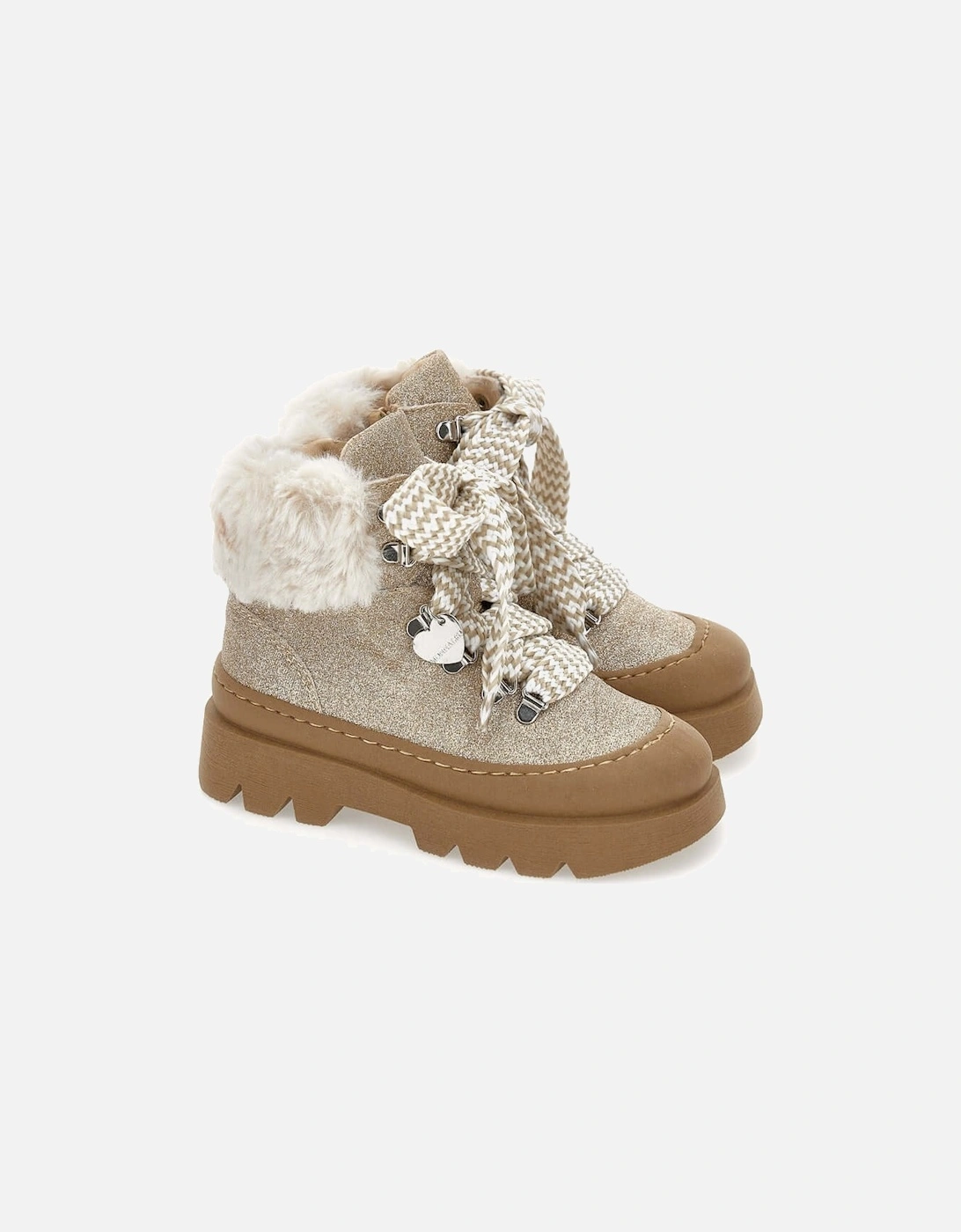 Girls Beige Chunky Boots, 5 of 4