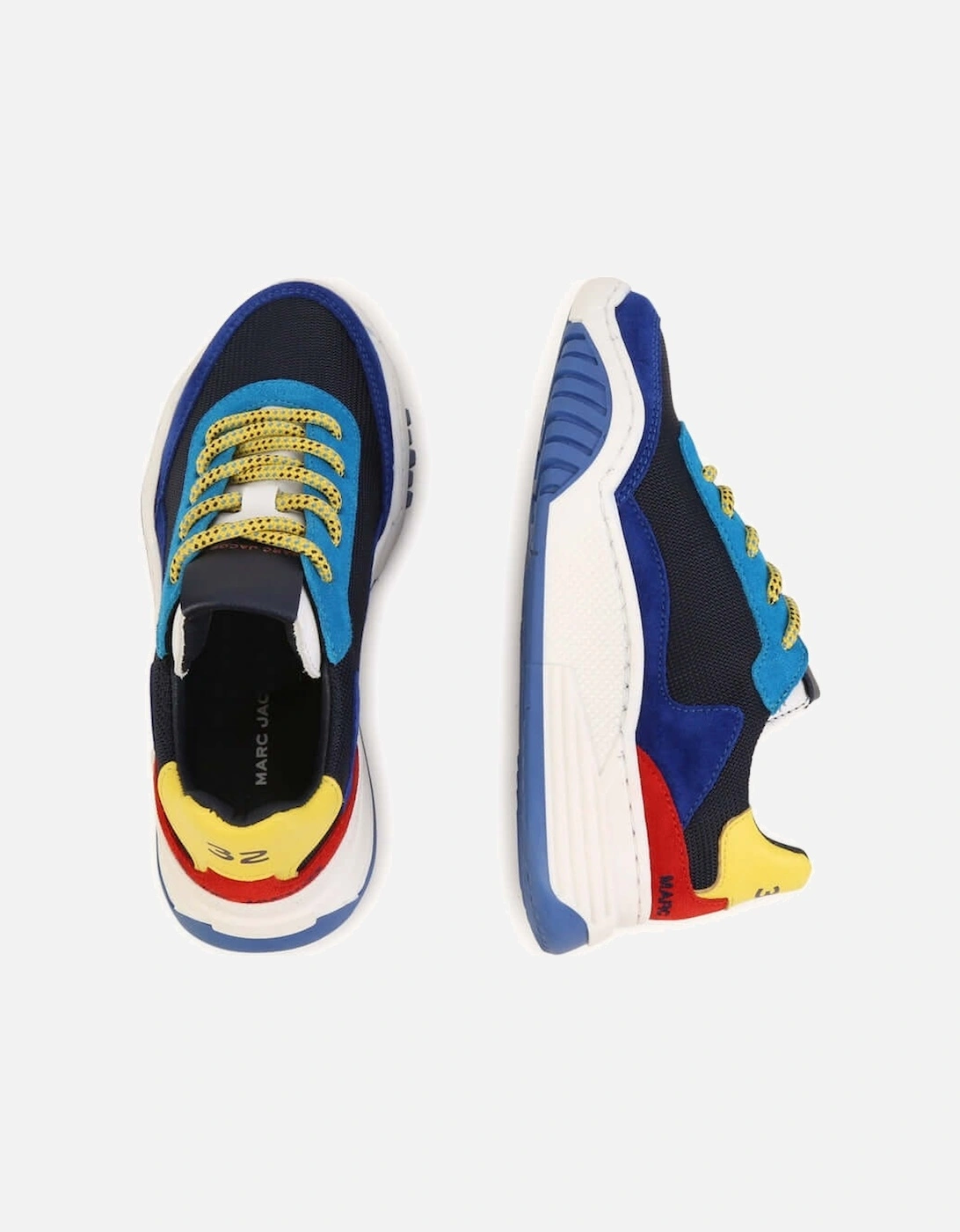 Boys Blue Colour Block Mesh Trainers