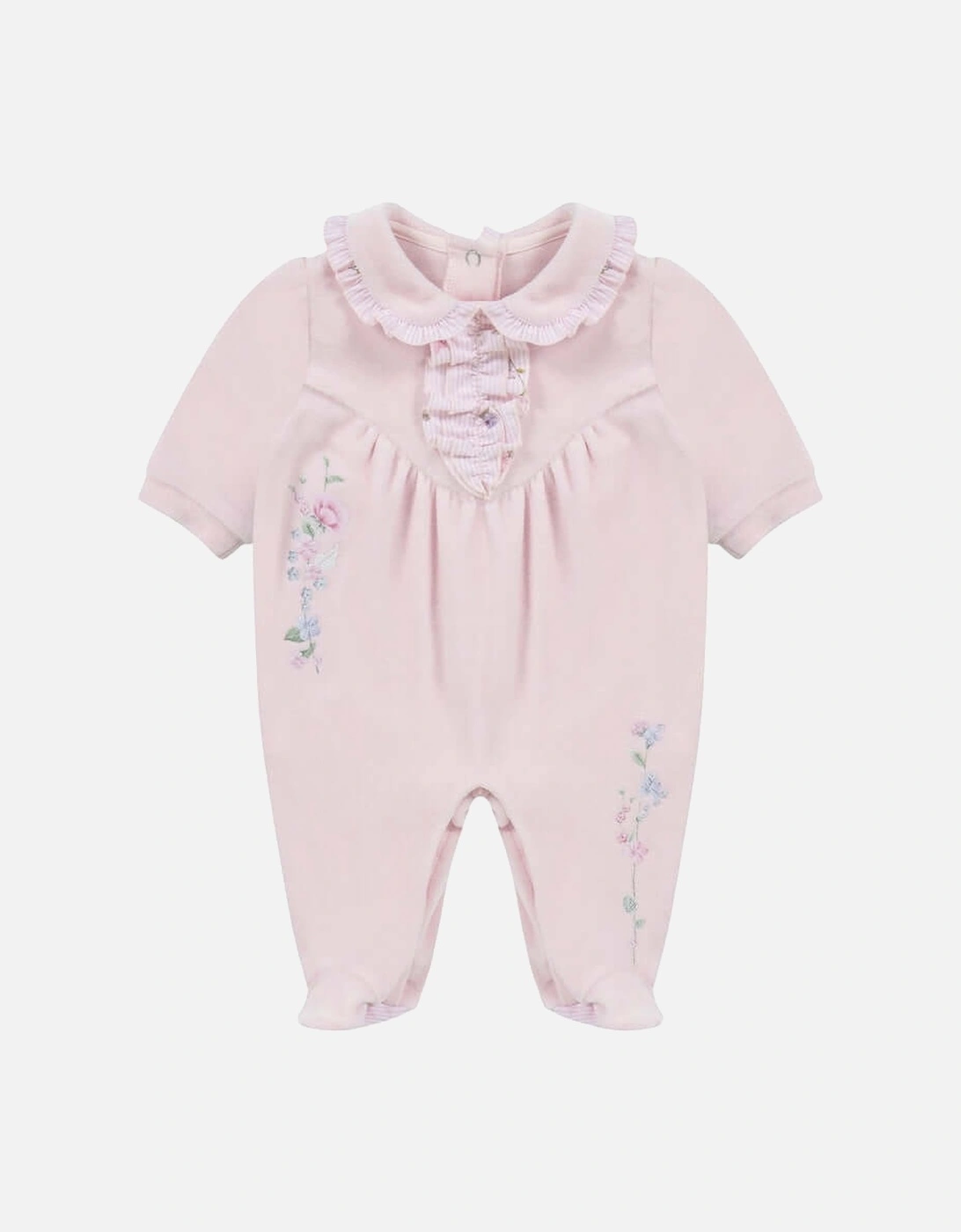 Baby Girls Pink Floral Babygrow, 3 of 2