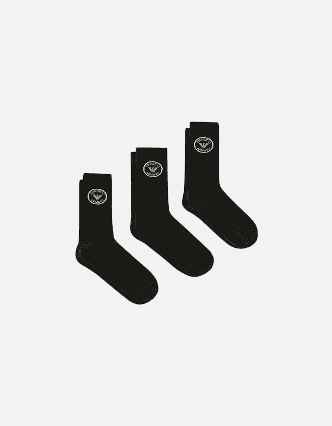 Cotton 3-Pair Circle EA Logo Black Socks, 2 of 1