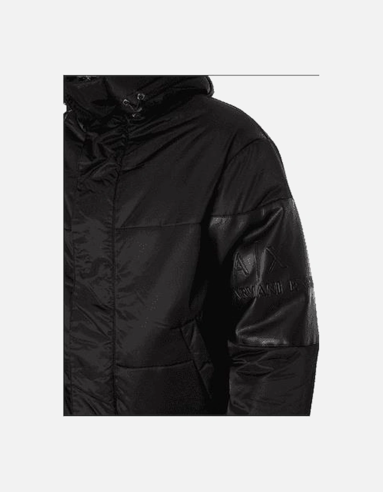 Nylon Arm Logo Padded Black Blouson Jacket