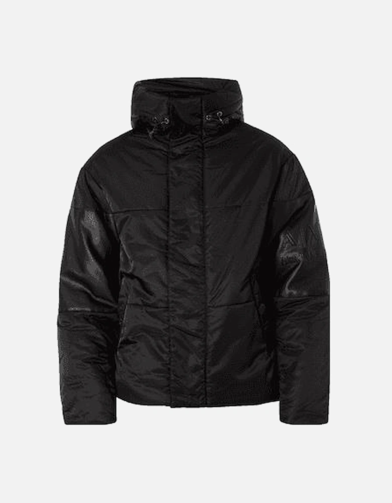 Nylon Arm Logo Padded Black Blouson Jacket