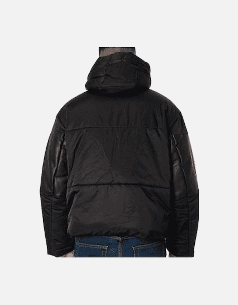 Nylon Arm Logo Padded Black Blouson Jacket