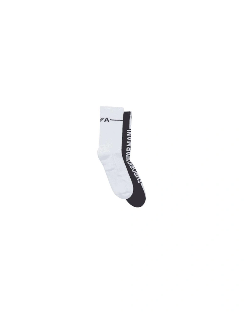 Cotton 2-Pair EA Tape Logo White/Black Socks