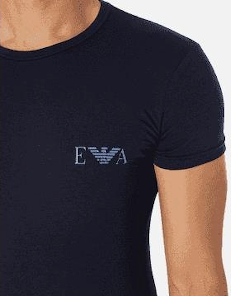 Cotton 2-Pack Round Neck EA Logo Navy T-Shirt