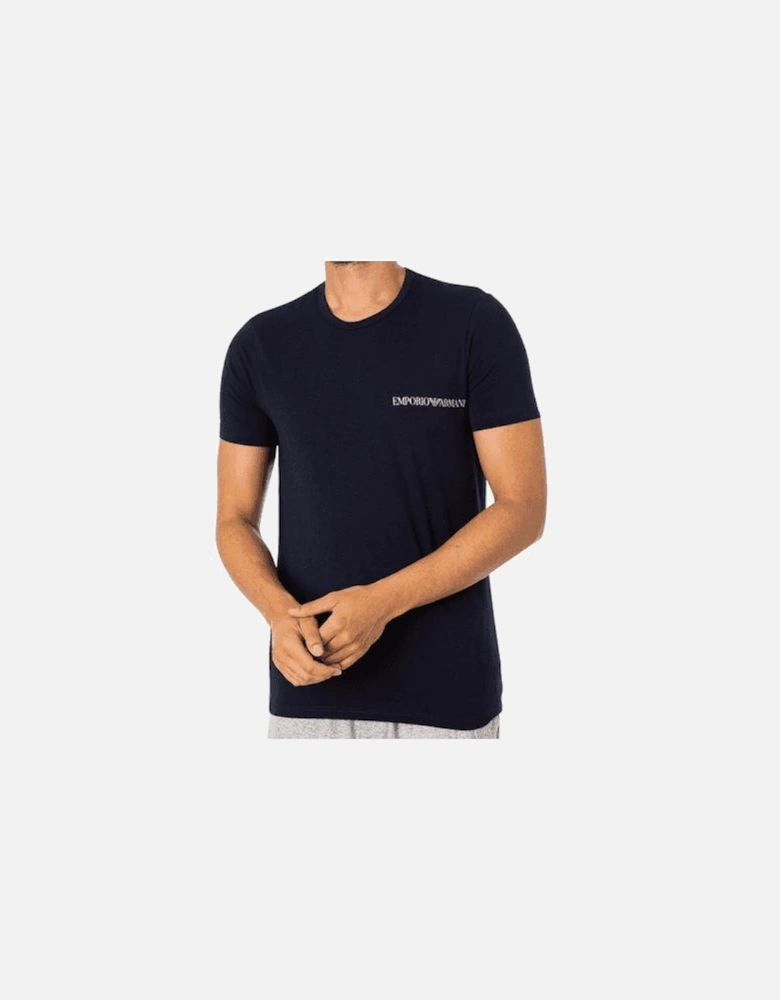 Cotton 2-Pack Round Neck EA Logo Beige/Navy T-Shirt