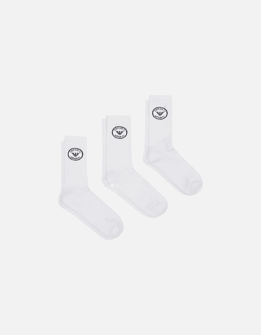 Cotton 3-Pair Circle EA Logo White Socks, 2 of 1