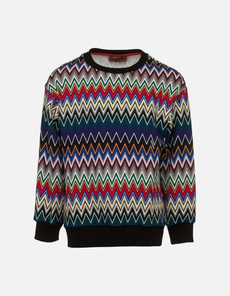 Boys Cotton Multi Coloured  Zig Zag Sweatshirt