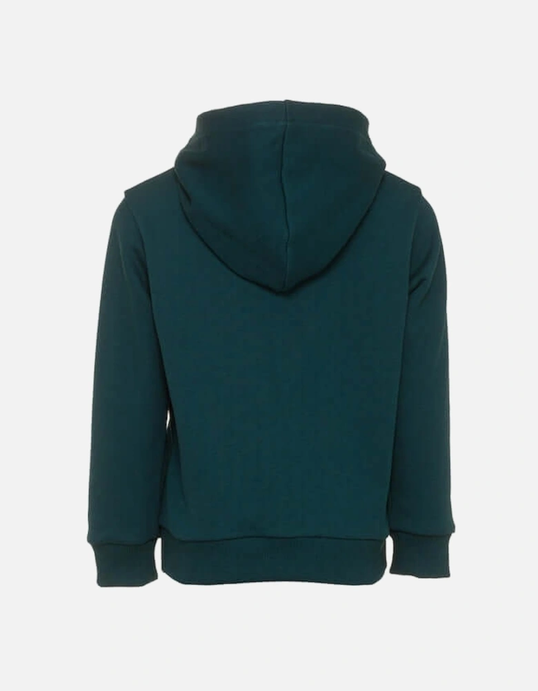 Boys Green Cotton Logo Pull Over Hoodie
