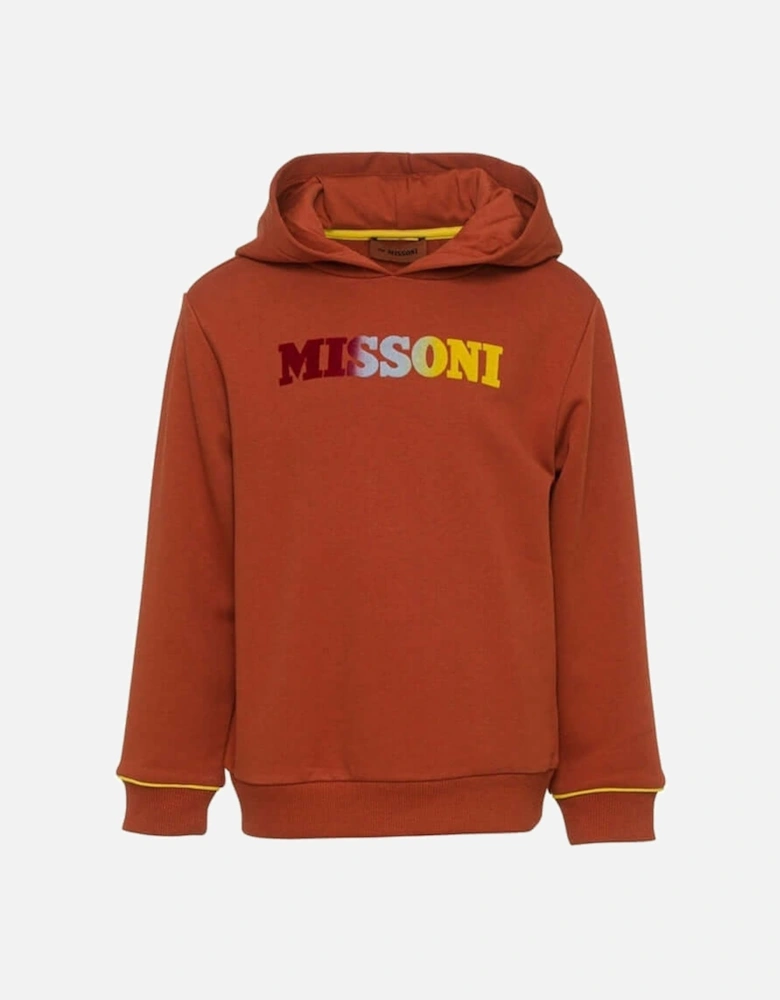 Boys Cotton Rust Logo Pull Over Hoodie