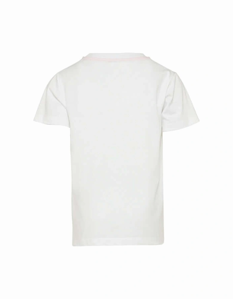 Boys White Cotton Colourful Logo T-Shirt