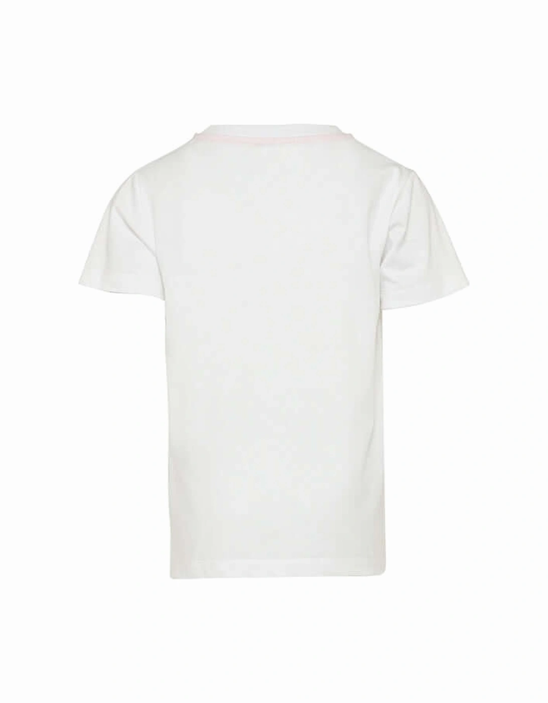 Boys White Cotton Colourful Logo T-Shirt