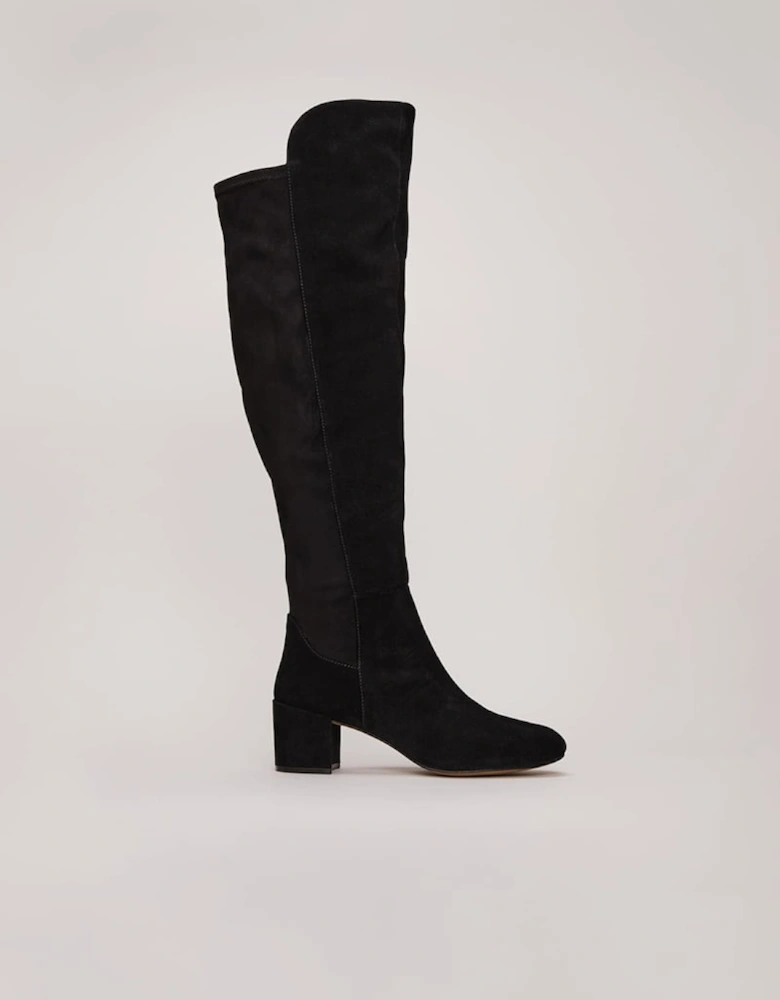 Milly Black Leather Knee High Boots