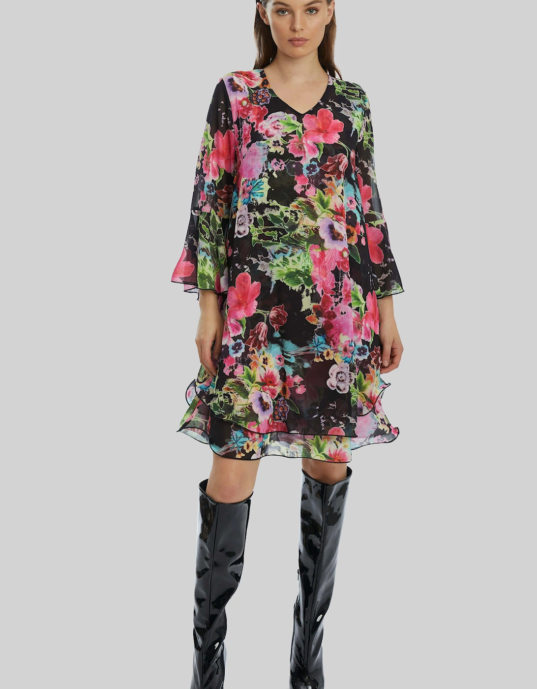 Flower Print Wave Hem Dress, 6 of 5