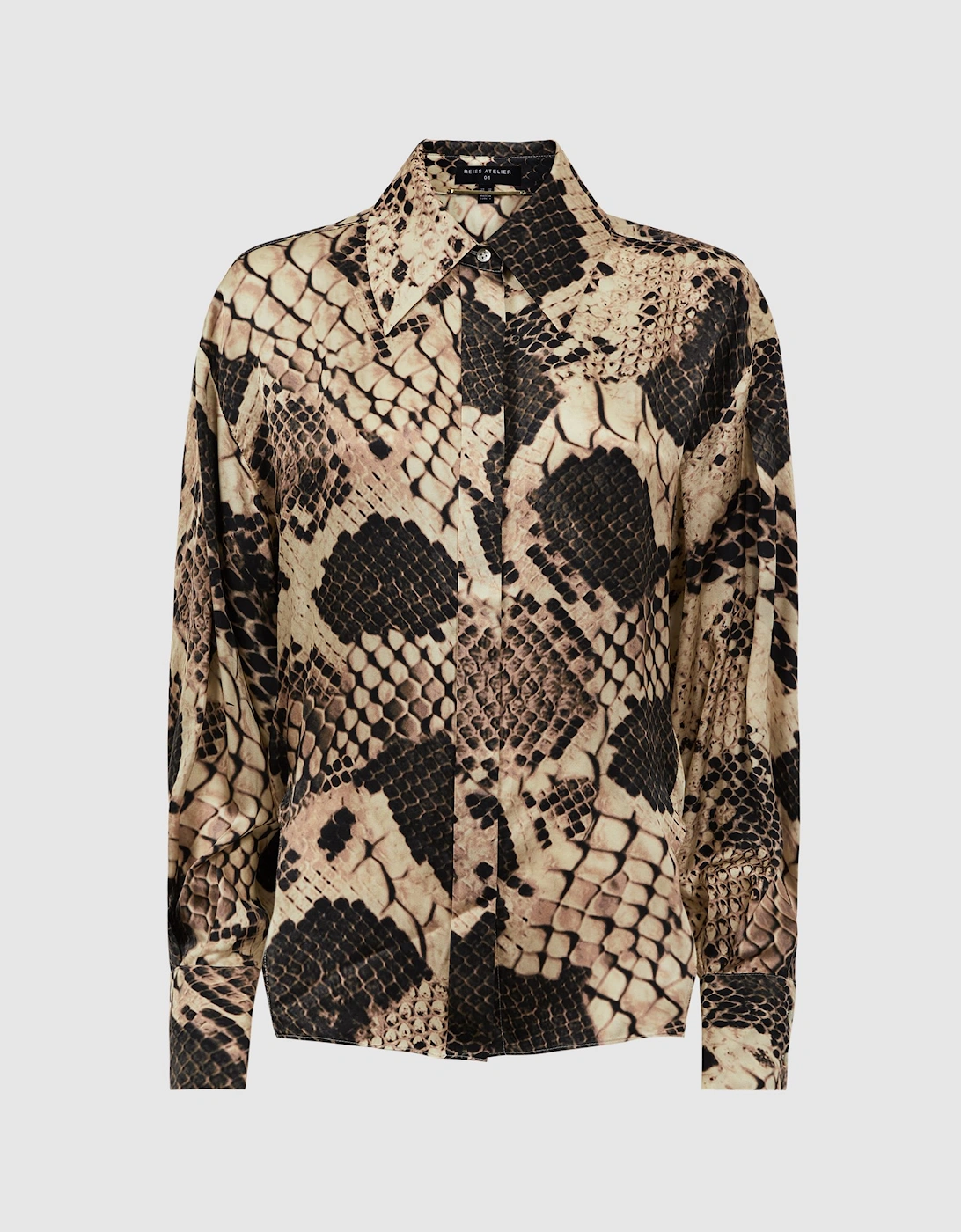 Atelier Silk Snake Print Drape Back Shirt, 2 of 1