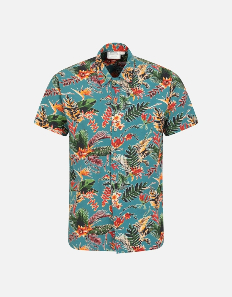 Mens Leaf Print Beach Shirt