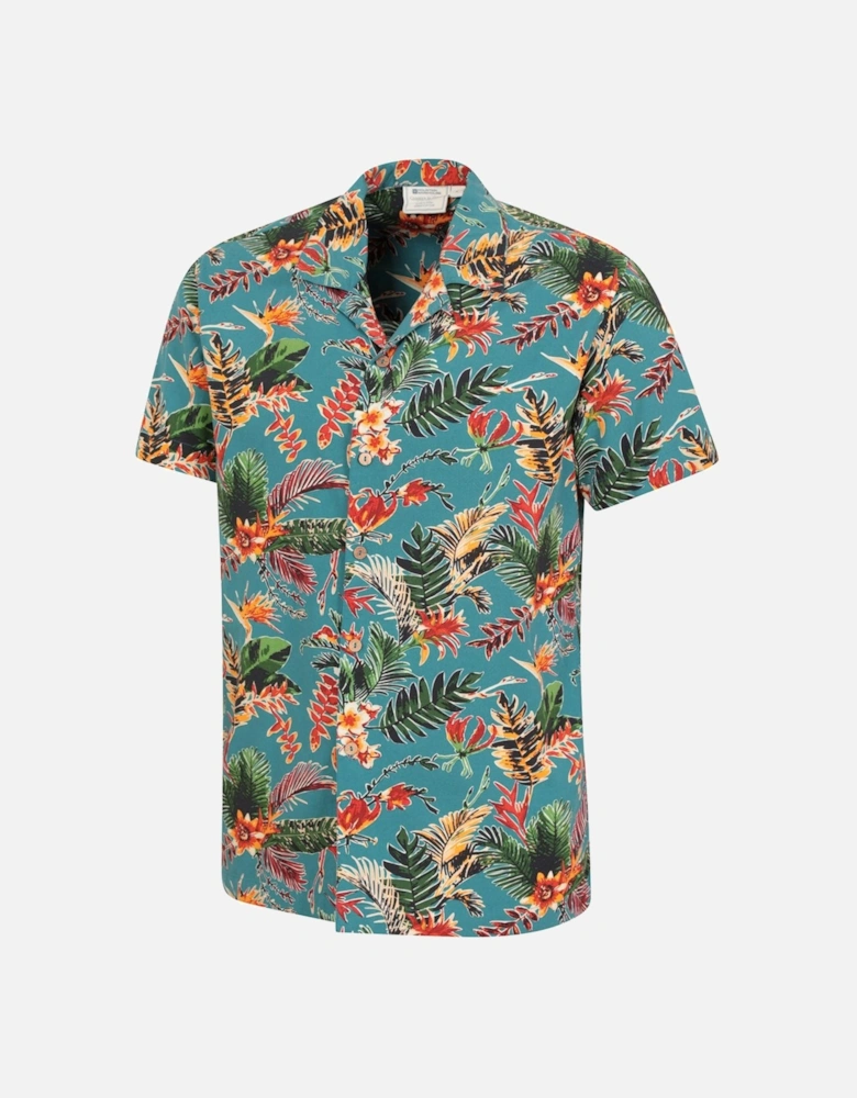 Mens Leaf Print Beach Shirt