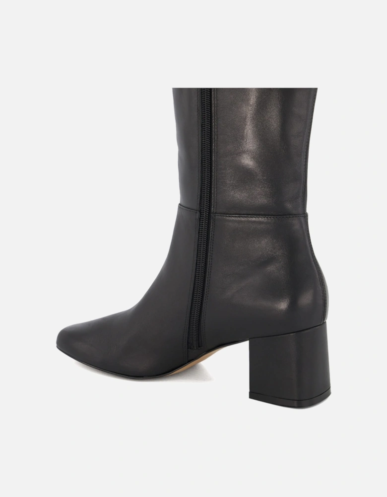 Ladies Signature - Block-Heeled Leather Knee-High Boots