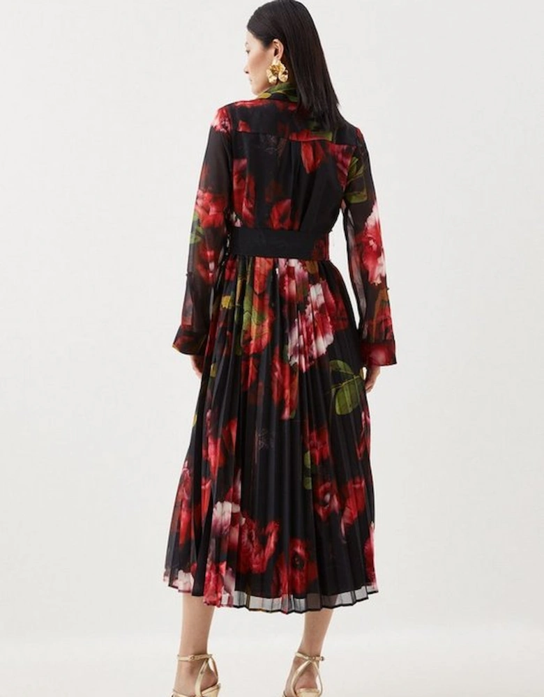 Pleated Georgette Woven Midi Dress