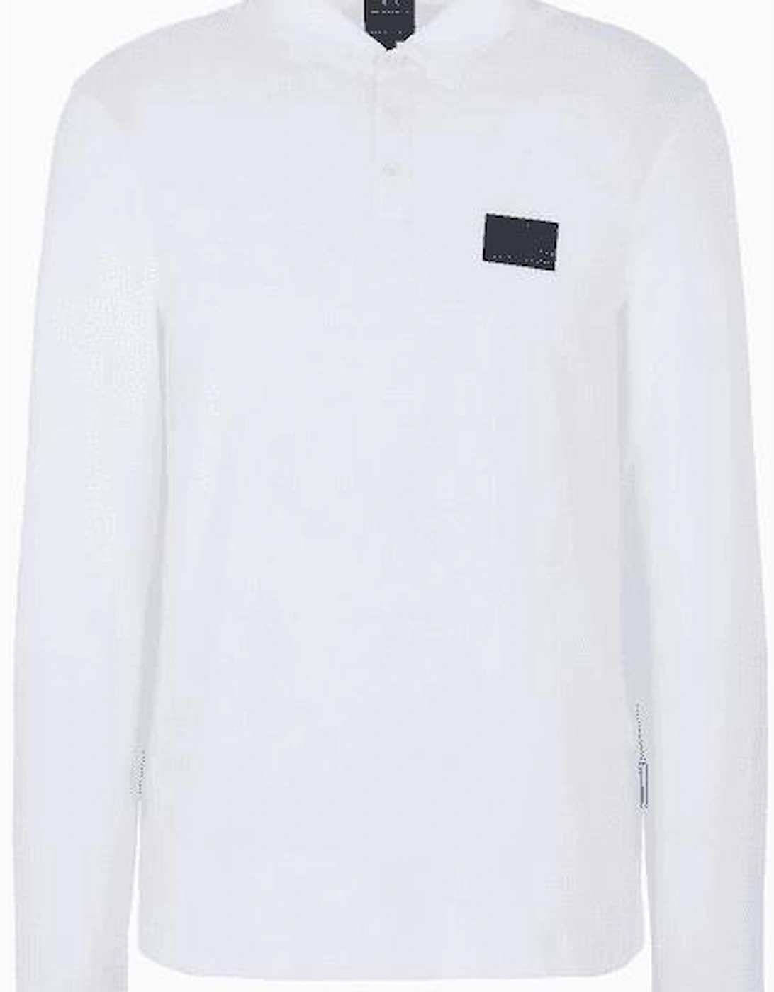 Armani Exchange Men's White Cotton Rubber Patch Logo Polo Shirt  38 M