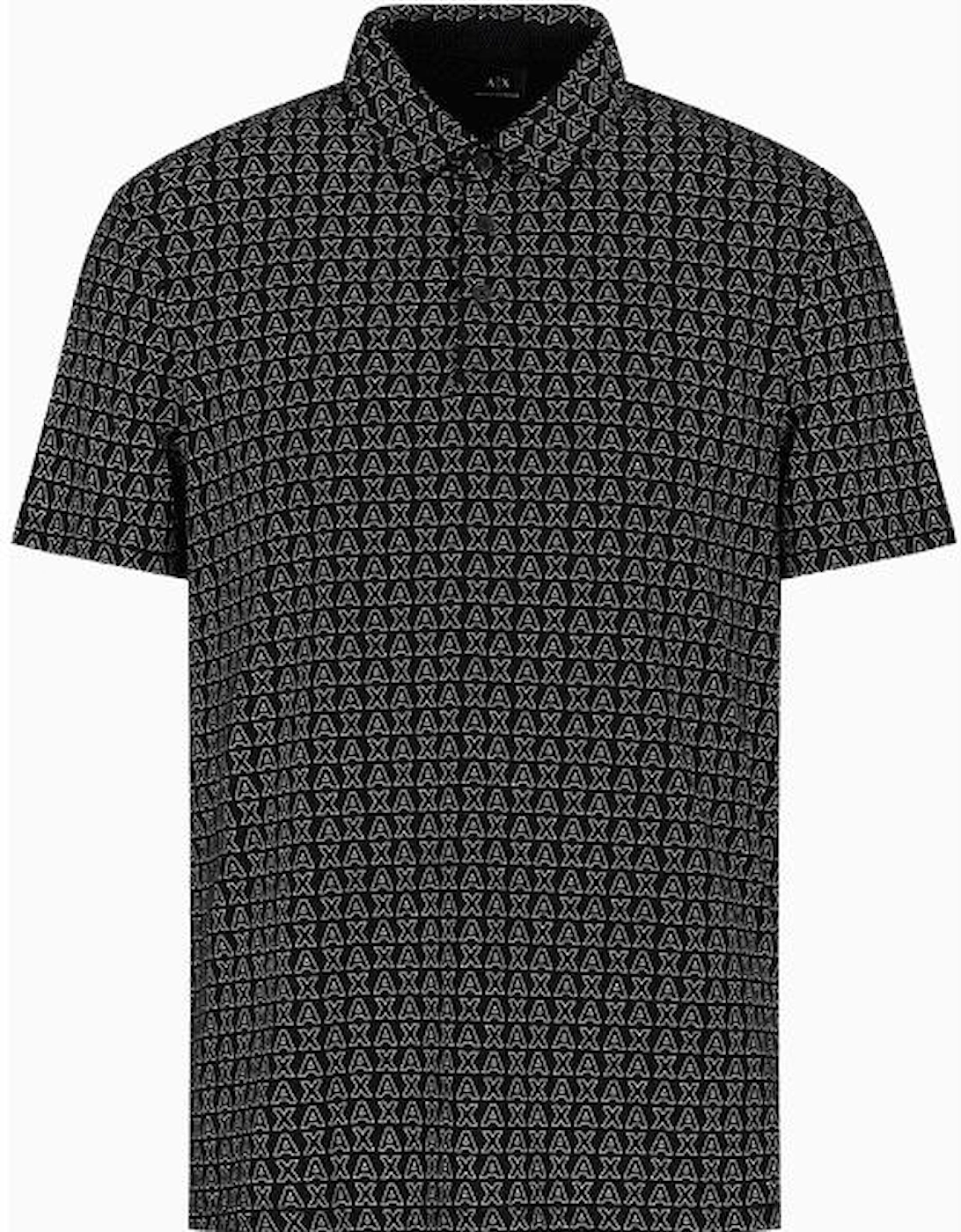 Cotton All Over Logo Black Polo Shirt, 3 of 2