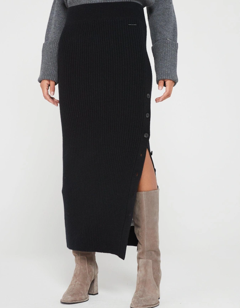 Wool Maxi Skirt - Black