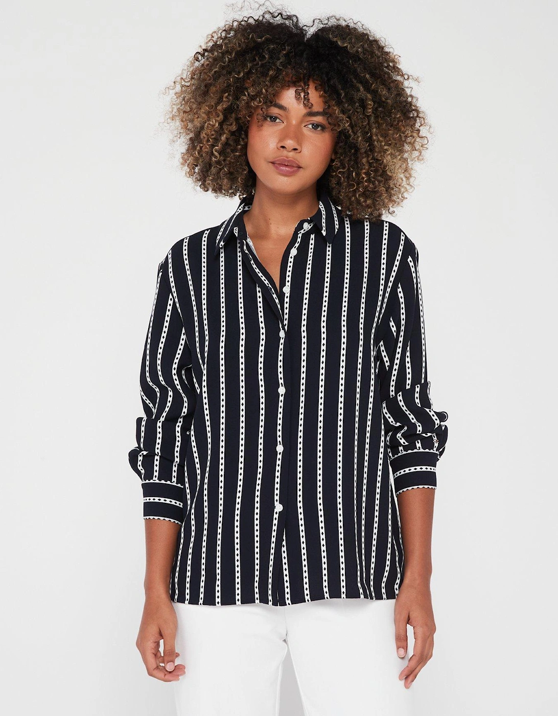 Argyle Stripe Relaxed Shirt - Navy/White, 3 of 2