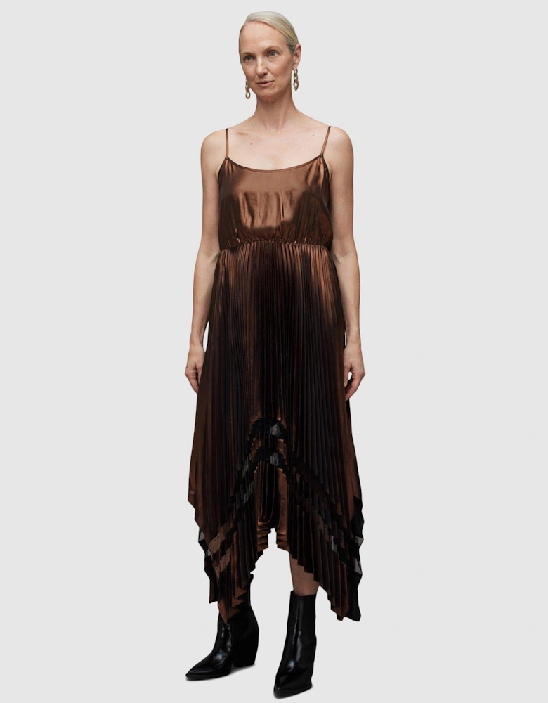 Nadia 2 in 1 jumper & Foil Dress - Pale Cacao/Black