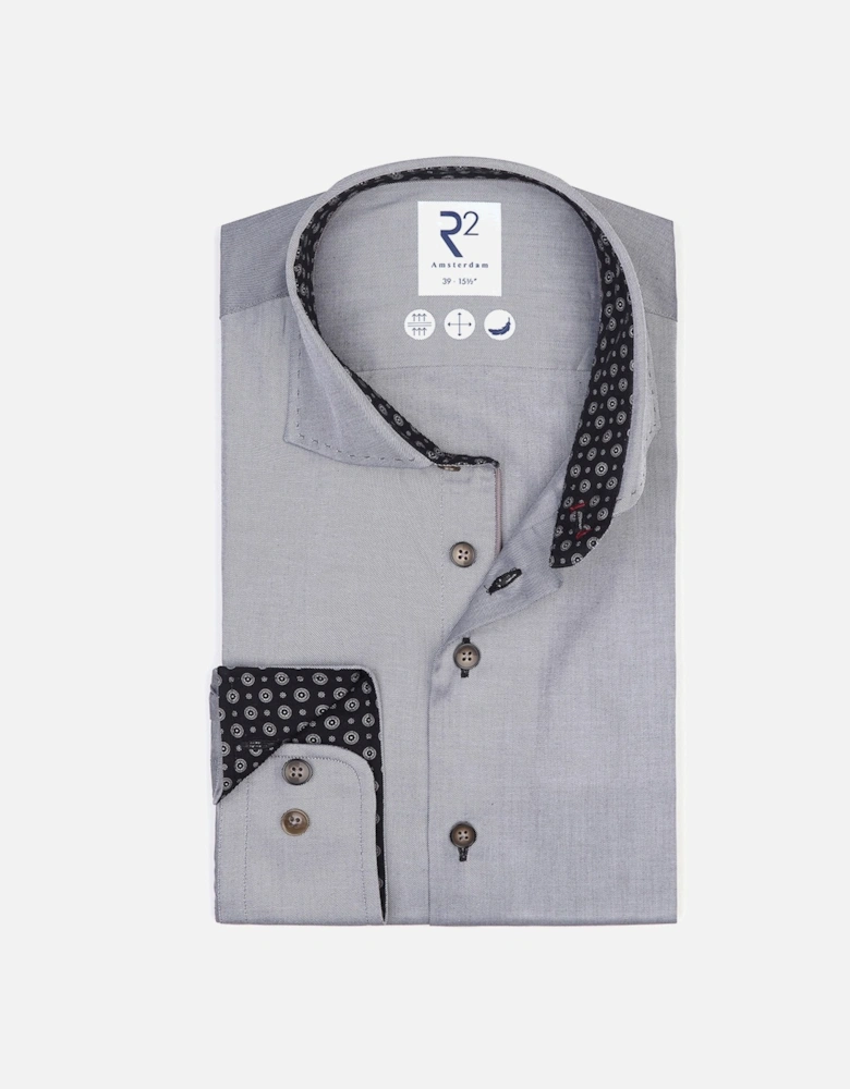 Grey Shirt With Stitched Collar Detail