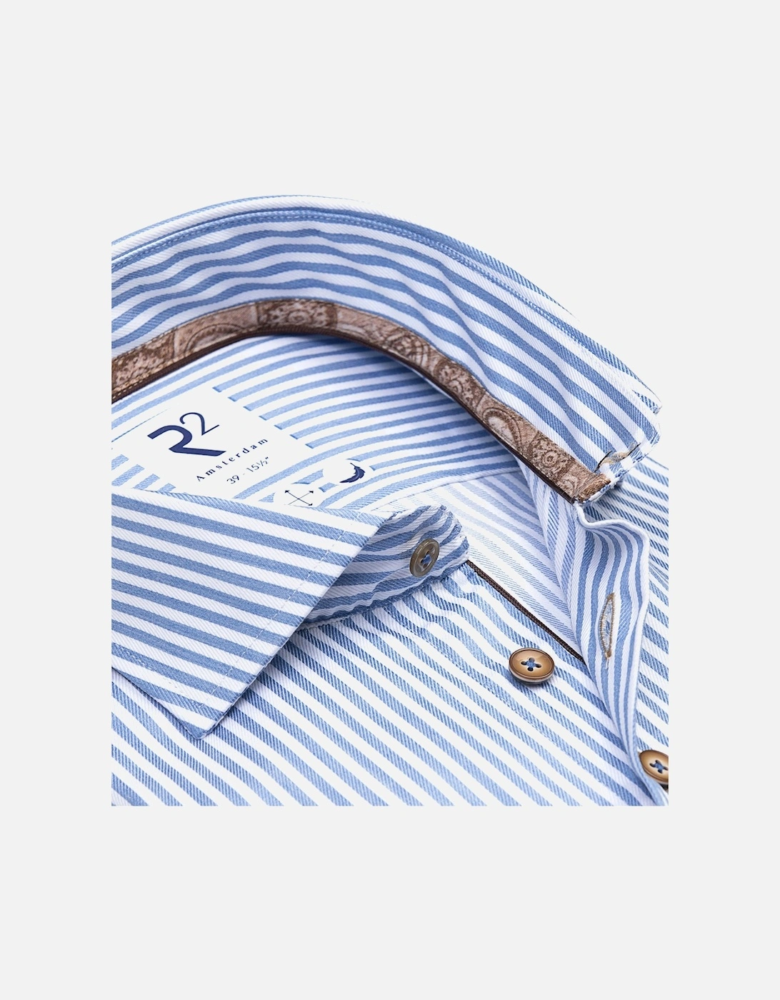 Wide Spread Collar Shirt Light Blue Stripe