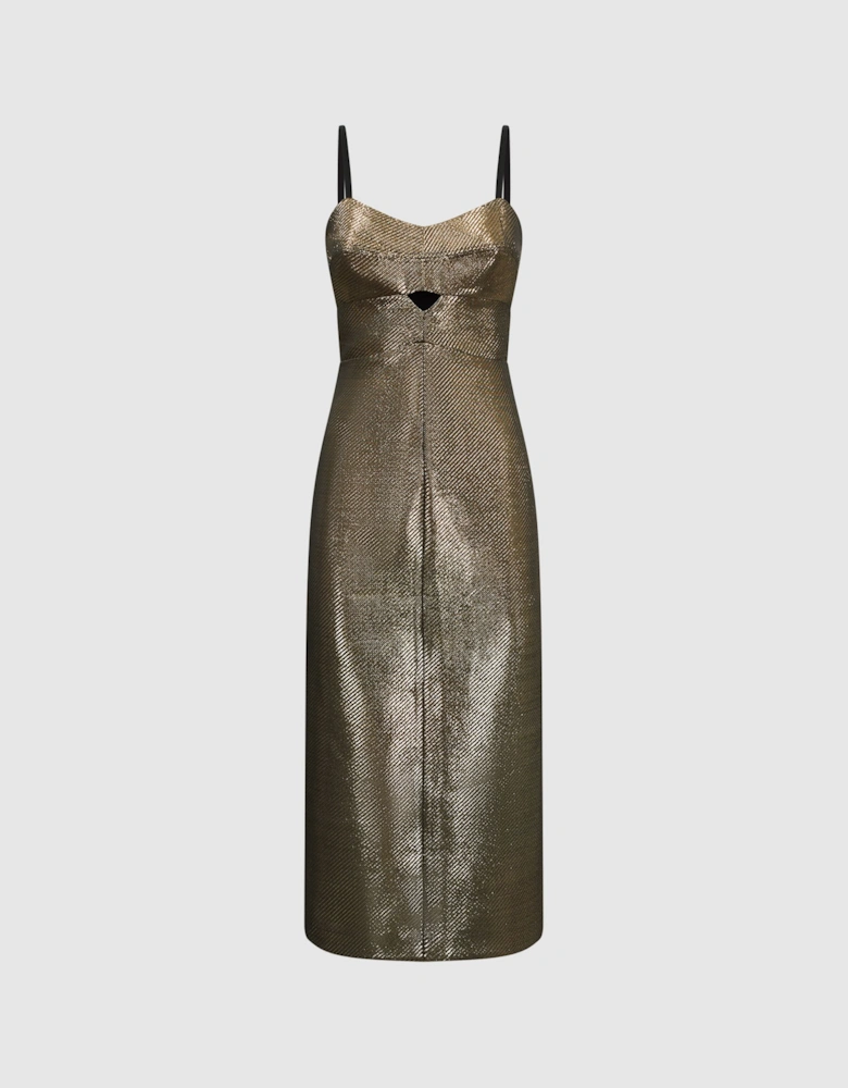 Metallic Bodycon Midi Dress