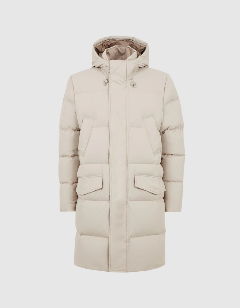 Hooded Mid Length Puffer Jacket