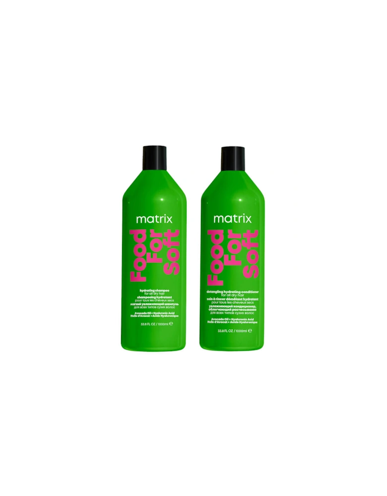 Food for Soft Hydrating 1000ml Shampoo and Conditioner with Avocado Oil and Hyaluronic Acid for Dry Hair Duo