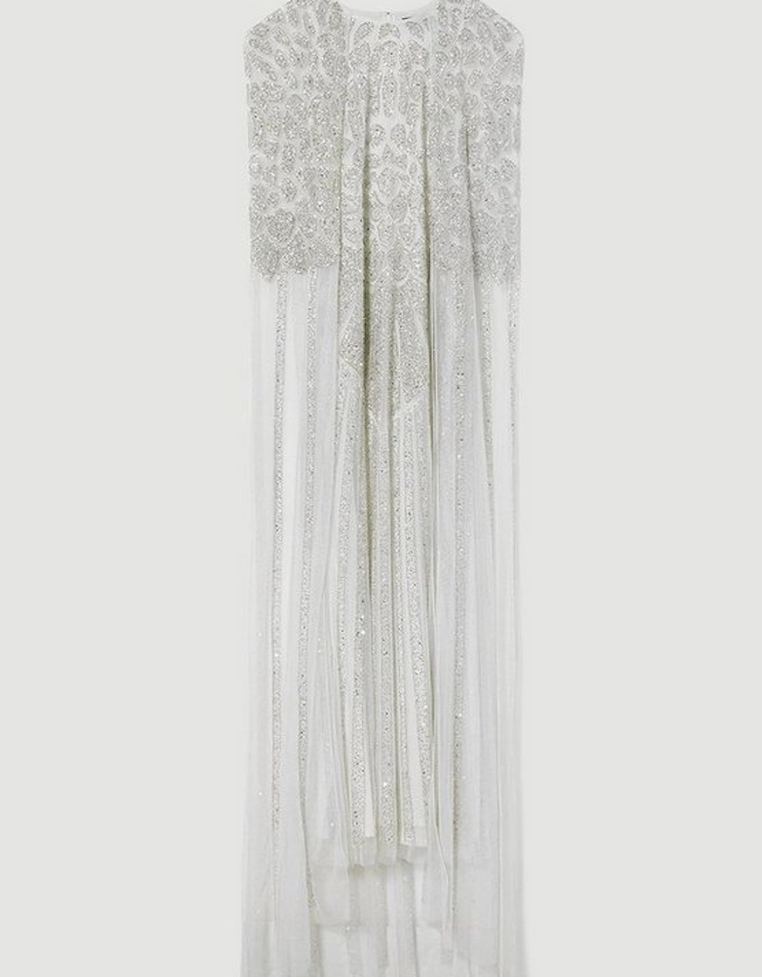 Petite Premium Embellished Caped Woven Maxi Dress