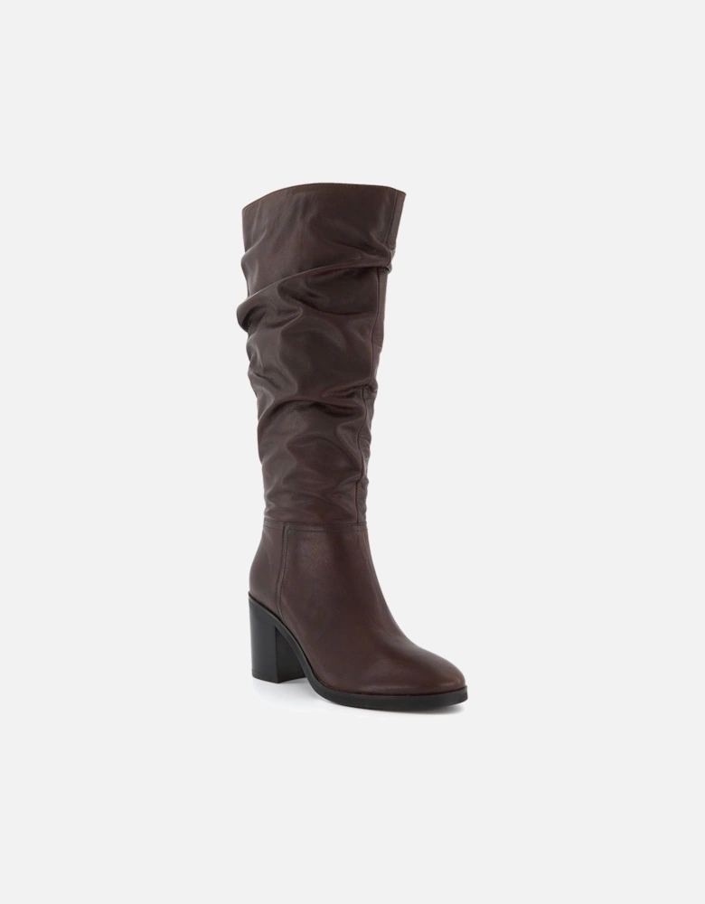 Ladies Truce 2 - Ruched Block Heeled Knee High Boots