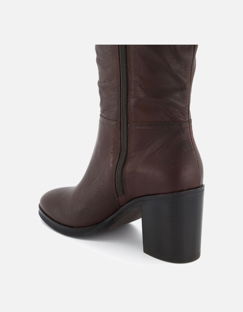 Ladies Truce 2 - Ruched Block Heeled Knee High Boots