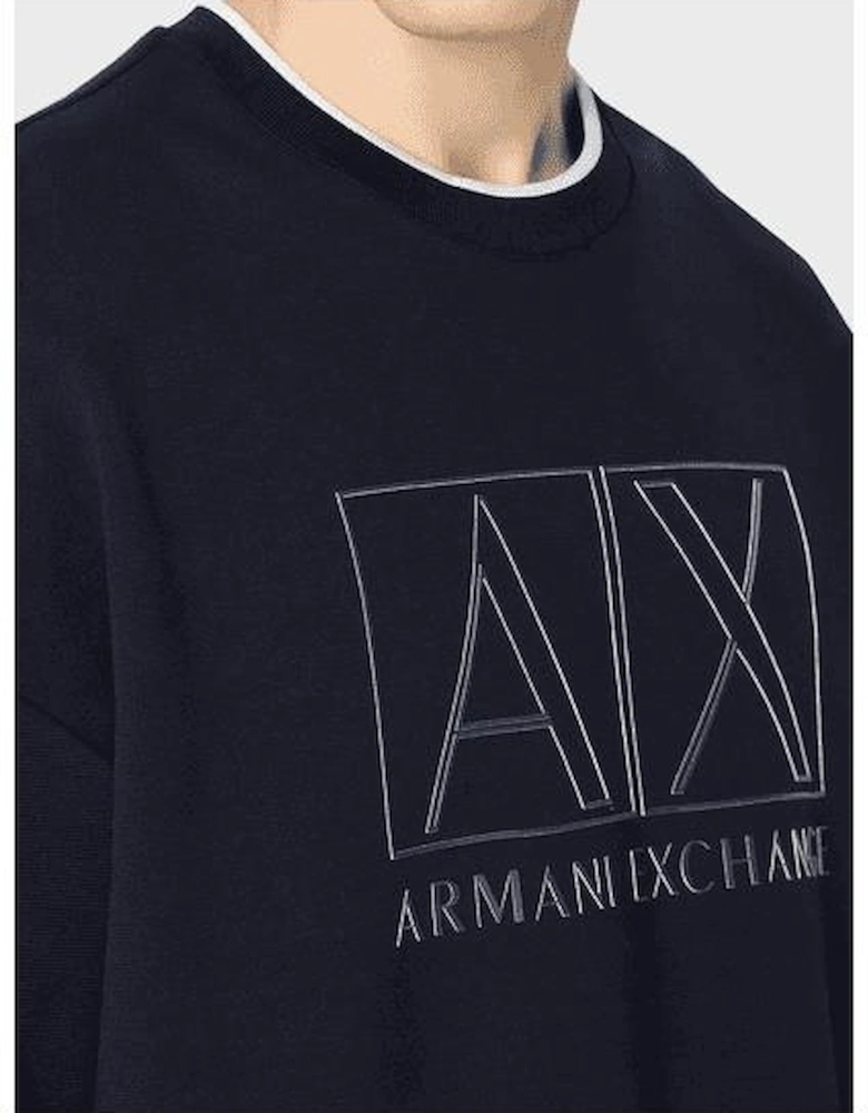 Cotton Outline Logo Print Black Sweatshirt