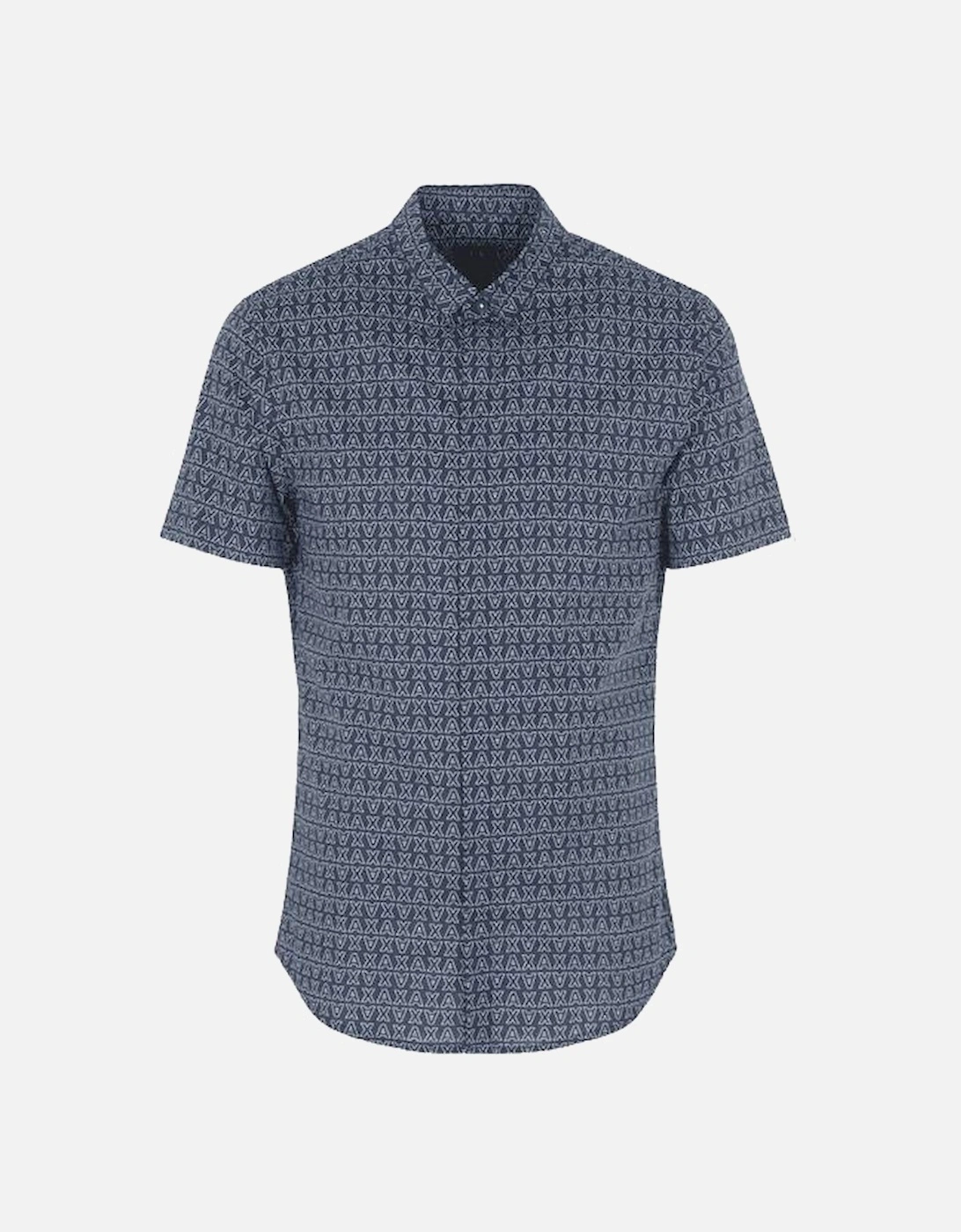Cotton All Over Logo Navy Shirt, 2 of 1