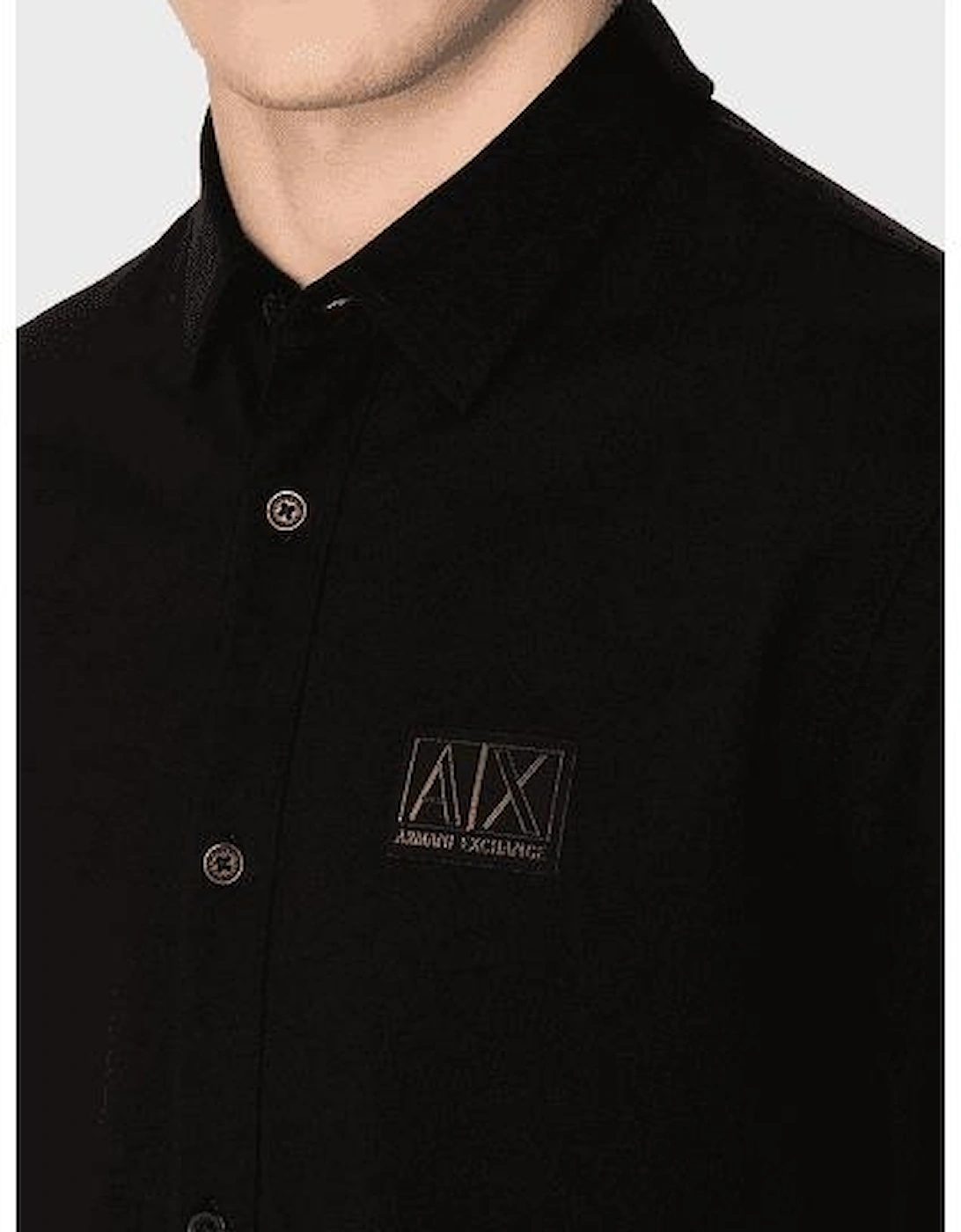 Cotton AX Badge Logo Black Shirt