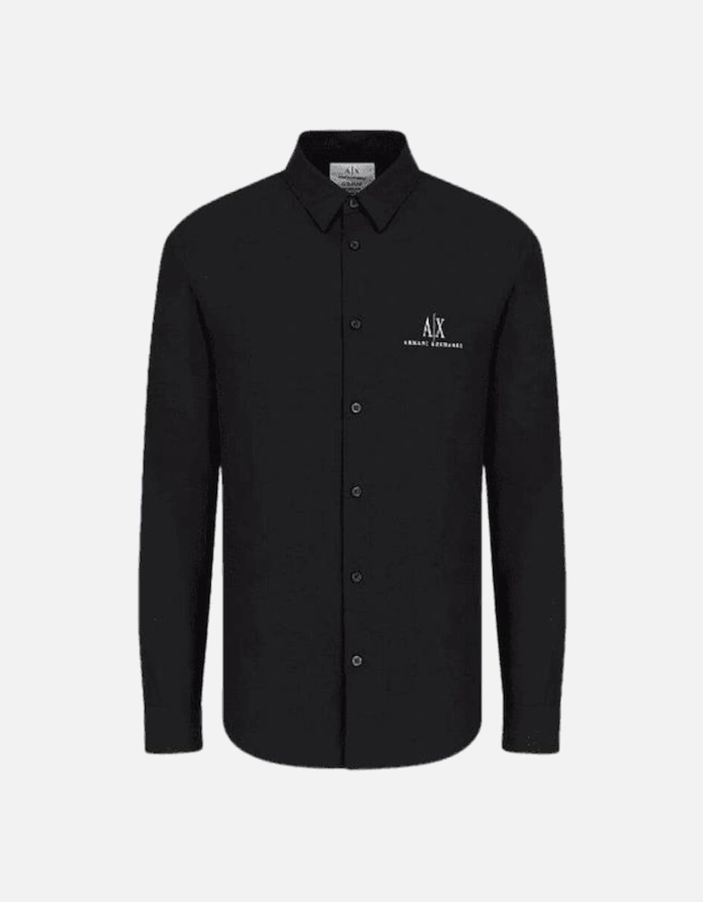 Cotton Embroidered Logo Black Shirt