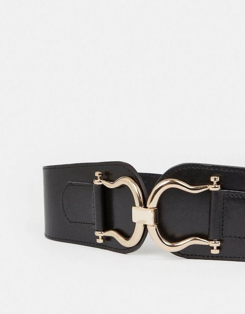 Leather Stretch Wide Waist Belt