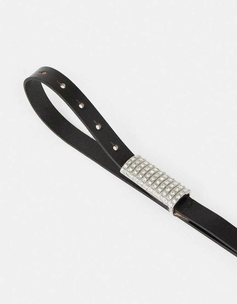 Leather Diamante Buckle Belt