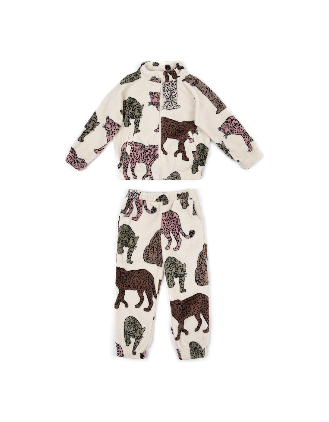 Unisex Kids Leopard Raglan Fleece 2 Piece Set - Off White, 2 of 1