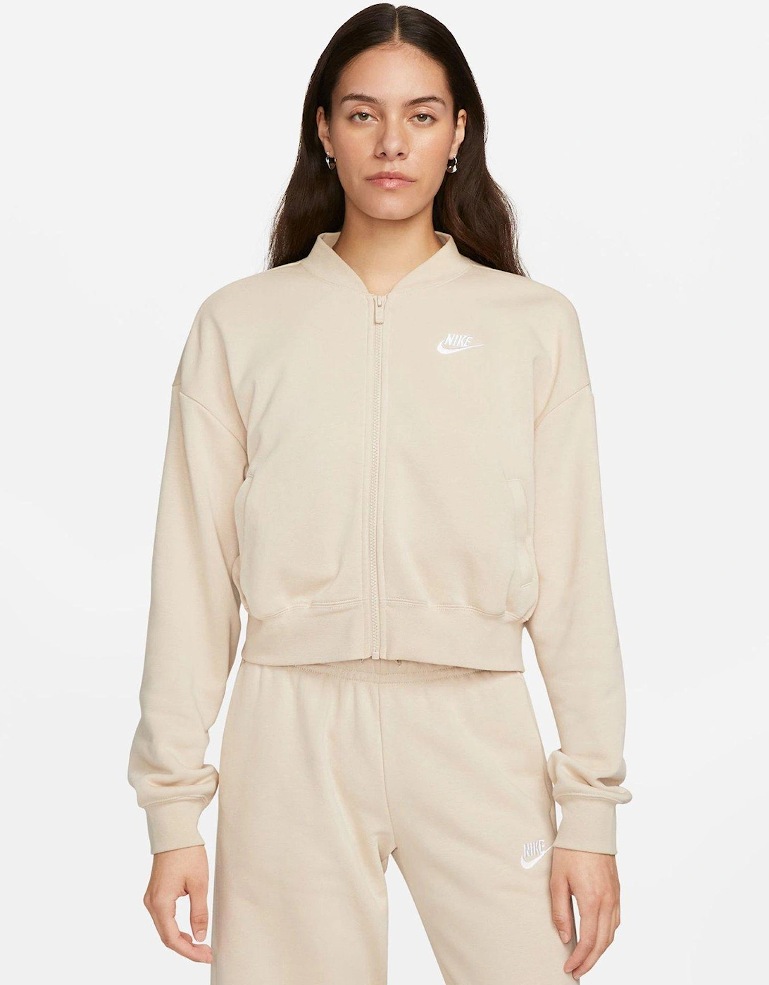 Sportswear Club Fleece Oversized Cropped Full-Zip Jacket - Beige, 7 of 6