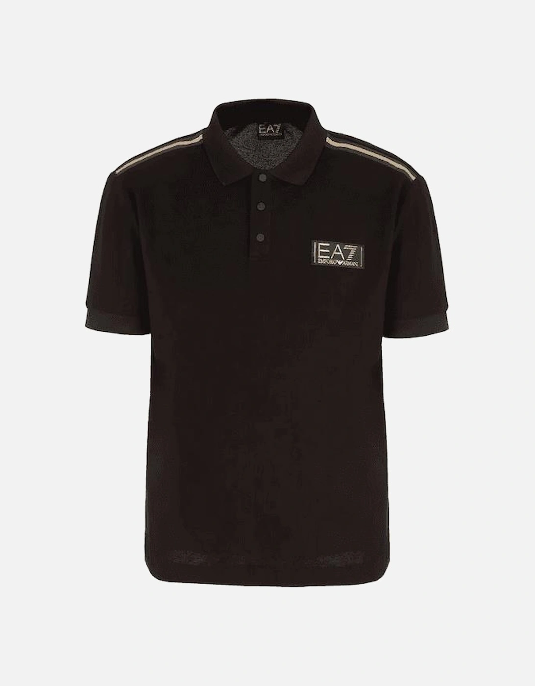 Cotton Badge Logo Black/Gold Polo Shirt, 5 of 4